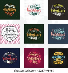 Valentine day set best quality typography design.