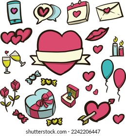 Valentine Day Set Hand Draw Style