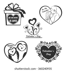 Valentine Day set - labels, emblems and other elements.