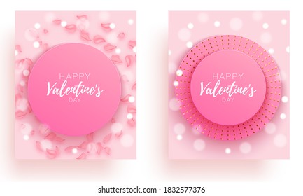 Valentine day set love beautiful. Spesial brochure with hearts. Gift poster card. Sale banner background for romantic day.