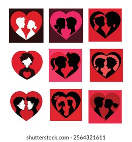 valentine day silhouette color vector 