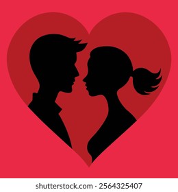 valentine day silhouette color vector.