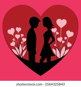 valentine day silhouette color vector.