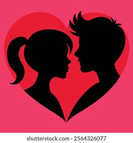 valentine day silhouette color vector.