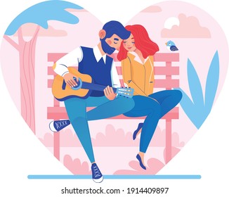 VALENTINE DAY SIMPLE VECTOR ILLUSTRATION COUPLE IN LOVE.eps10