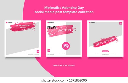 Valentine Day Social Media Post Template. Vector