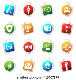 Valentine day stickers label icon set for web sites and user interface