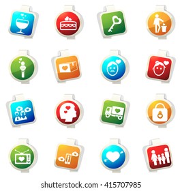Valentine day stickers label icon set for web sites and user interface