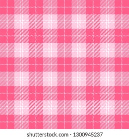 Valentine day tartan plaid. Scottish pattern in red and white cage. Scottish cage. Traditional Scottish checkered background. Fabric texture. Vector illustration