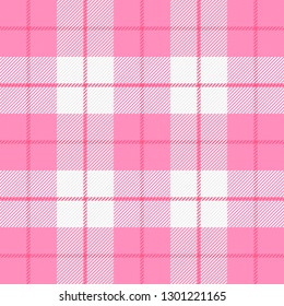 Valentine day tartan plaid. Scottish pattern in red and white cage. Scottish cage. Traditional Scottish checkered background. Seamless fabric texture. Vector illustration