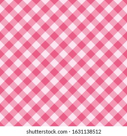 Valentine day tartan plaid. Scottish diagonal pattern in red, pink and white cage. Scottish cage. Traditional Scottish checkered background. Seamless fabric texture. Vector illustration