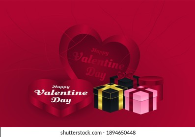Valentine day Template design, cool design with gift and heart love isometric design vector