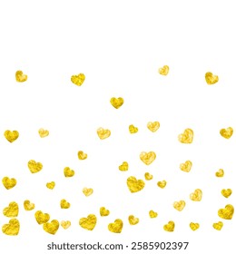 Valentine Day Texture. Abstract Sparkle For Engagement. Grunge Frame. Yellow Retro Wallpaper. Random Design For Present. Gold Graphic Voucher. Golden Valentine Day Texture.