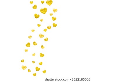 Valentine Day Texture. February Design For Girl. Graphic Frame. Gold Art Decoration. Random Border For Couple. Yellow Fashion Sparkle. Golden Valentine Day Texture.