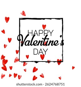 Valentine Day Texture. February Voucher For Present. Graphic Frame. Red Retro Splatter. Handdrawn Backdrop For Discount. Rose Random Border. Pink Valentine Day Texture.
