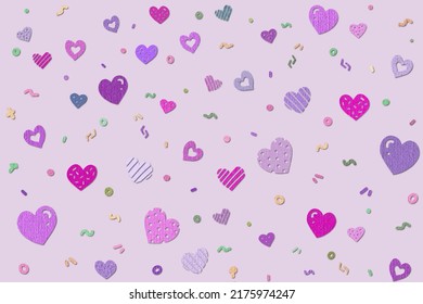 Valentine day theme paper cut art texture style background with heart icons on cute wallpaper.