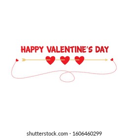 Valentine Day Theme with Three Heart and Arrow
