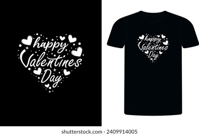 Valentine Day T-shirt Design Template. Love kisses and valentine wishes typography vector t-shirt design.