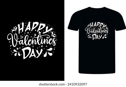 Valentine Day T-shirt Design Template. Love kisses and valentine wishes typography vector t-shirt design.