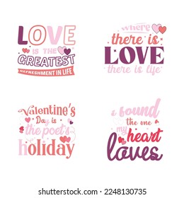Valentine day typography design set