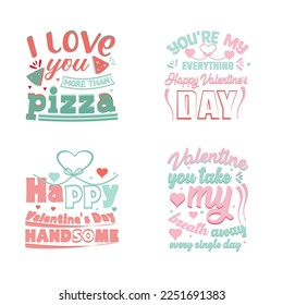 Valentine Day typography design set