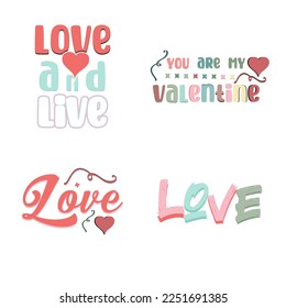 Valentine Day typography design set