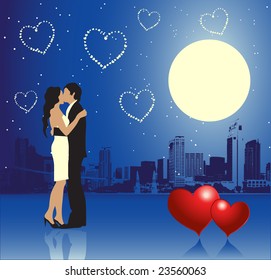 Valentine day, urban scene, couple
