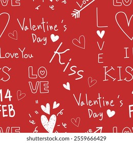 Valentine day, Valentine's seamless pattern with hearts design for fabric, cotton, wallpaper, satin, paper.