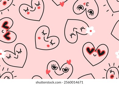 Valentine day, Valentine's seamless pattern with hearts design for fabric, cotton, wallpaper, satin, paper.