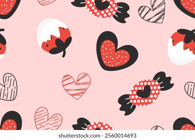 Valentine day, Valentine's seamless pattern with hearts design for fabric, cotton, wallpaper, satin, paper.