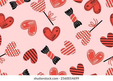 Valentine day, Valentine's seamless pattern with hearts design for fabric, cotton, wallpaper, satin, paper.