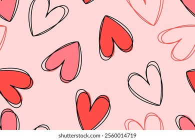 Valentine day, Valentine's seamless pattern with hearts design for fabric, cotton, wallpaper, satin, paper.