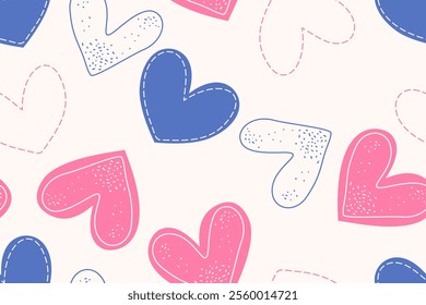 Valentine day, Valentine's seamless pattern with hearts design for fabric, cotton, wallpaper, satin, paper.