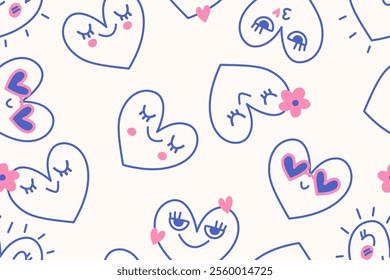 Valentine day, Valentine's seamless pattern with hearts design for fabric, cotton, wallpaper, satin, paper.