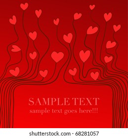valentine day vector background, hearts on red