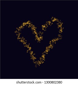 Valentine Day vector background with sparkles glitter heart shape. Holiday festive design. Salute flapper
