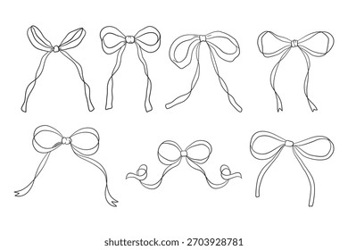 Valentine day vector of bow  set 