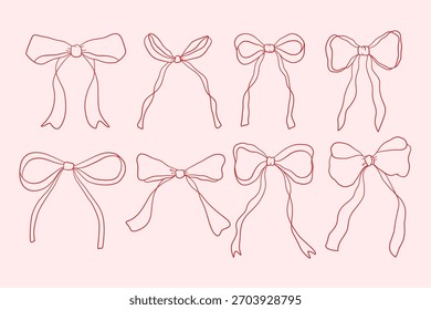 Valentine day vector of bow  set 