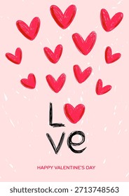 Tarjeta de Vector de San Valentín. Corazones de doodle dibujados a mano