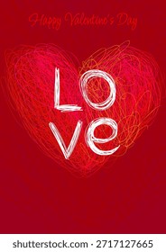 Tarjeta de Vector de San Valentín. Corazones de doodle dibujados a mano