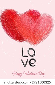 Tarjeta de Vector de San Valentín. Corazones de doodle dibujados a mano