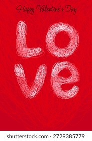 Valentine Day vector card. Hand drawn pen doodle hearts