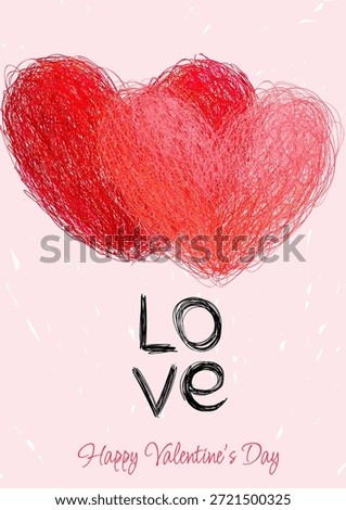 Valentine Day vector card. Hand drawn pen doodle hearts