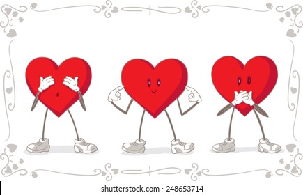 Valentine Day Vector Card    Love means to see no evil  hear no evil  speak no evil 