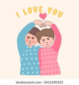 Día de San Valentín con ilustraciones lindas del Vector de una pareja enamorada
