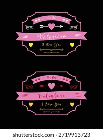 Valentine Day design vetorial conjunto com corações românticos e tipografia para projetos de férias.