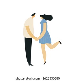 Valentine day vector flat illustration. Loving people and spring.