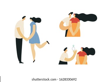 Valentine day vector flat illustration. Loving people and spring.