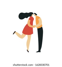 Valentine day vector flat illustration. Loving people and spring.