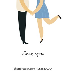 Valentine day vector flat illustration. Loving people and spring.